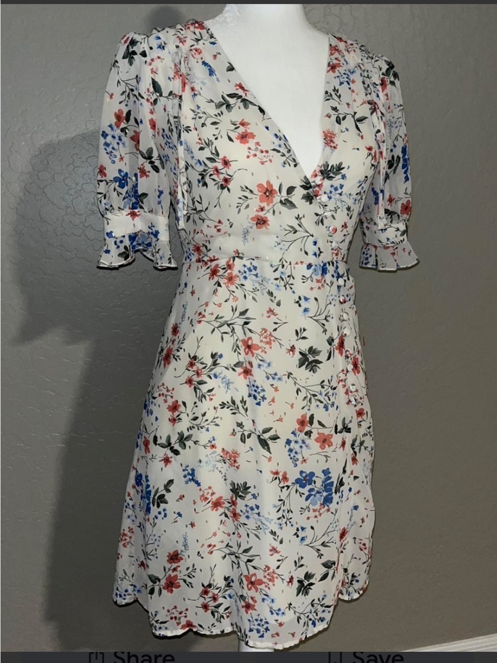 B Darlin Ivory and Small Floral Mini Dress Cottagecore size 5/6